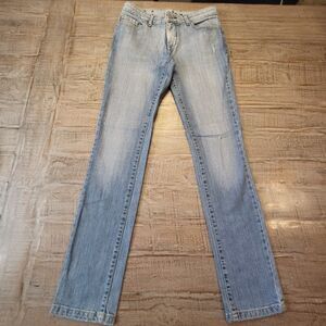 Mob Jeans Womens Blue Denim Stretch Measures 28x32 Mid Rise